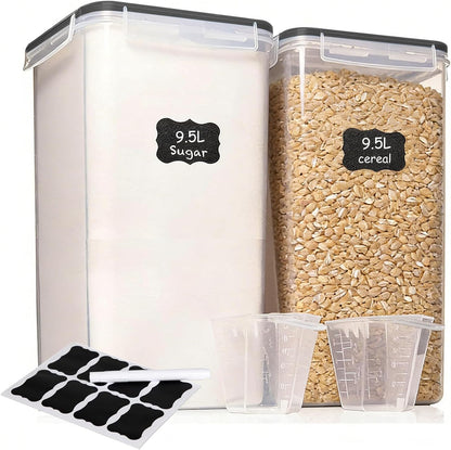 ALSO GO 2 PC (9.5L | 321 Oz) Extra Large Airtight Food Storage Containers with Lids,Kitchen and Pantry Organization Plastic Containers for Flour,Rice,Cereal,Pasta,Sugar,dog food (Leakproof, BPA-Free)