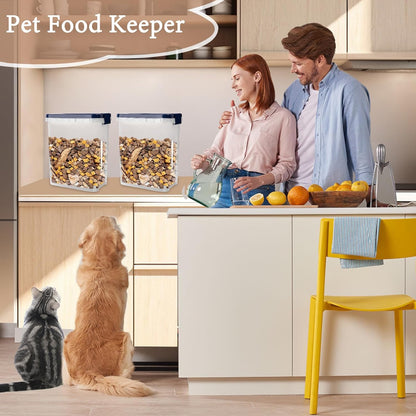 5-10 Lbs Cat Food Storage Container with Scoop - Airtight Dog Food Container - Buckle-Lock Pet Food Container for Dog, Cat, Bird Seed, Chicken, Dry Food Storage Bin Container for Rice, Cereal, Flour