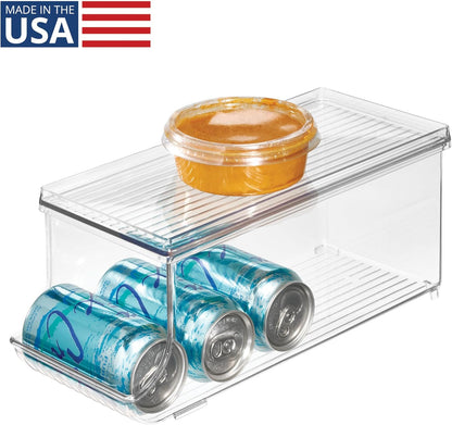 iDesign Soda Can Organizer with Lid for Pantry or Refrigerator - Set of 2 - Clear - Made in USA