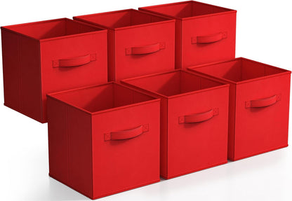 Sorbus Foldable Storage Cubes - 6 Fabric Baskets for Organizing Pantry, Closet, Shelf, Nursery, Playroom, Toy Box, Cubby -11 Inch Dual Handle Collapsible Closet Organizers and Storage Bins (Navy Blue)