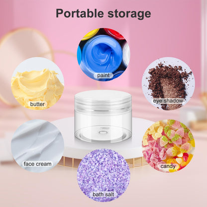Loretoy 36 Pack 2 OZ Plastic Jars with Lids, BPA Free, Reusable, Refillable Transparent Cosmetic Containers for Bath Salts, Cosmetics, Powders, Beauty Product and Small Accessories