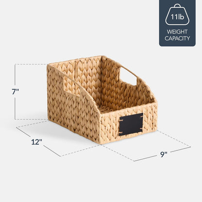 Best Choice Products Water Hyacinth Pantry Storage Baskets, Wicker Baskets w/Built-in Handles, Handwoven Shelf Baskets for Organizing, Pantry Organizers and Storage, 3-Pack - Natural