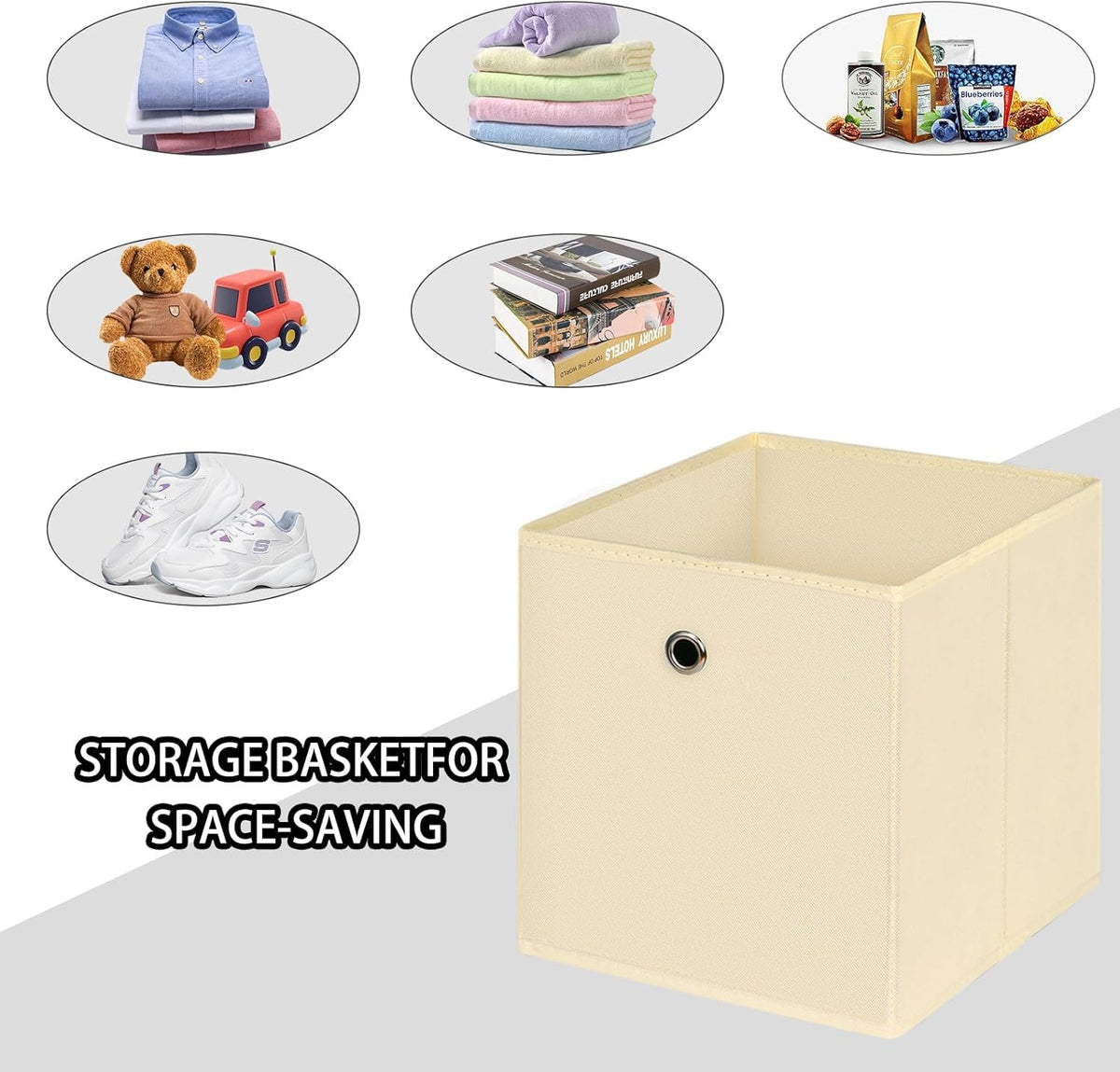 Black Foldable Storage Cubes Bins ,11 Inch Cloth Storage Cube Fabric Storage Box Cubes Organizer Baskets with Handles for Home Organizer Set of 3 (Black)