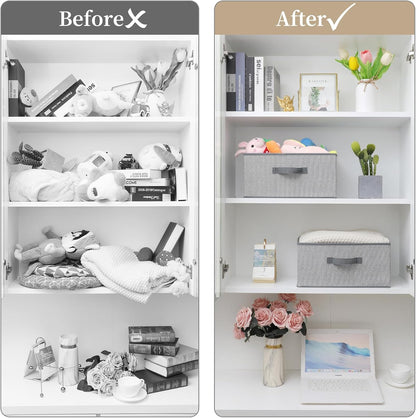 Storage Baskets, 11-Inch Woven Fabric Bins, Storage Cubes with Reinforced Handles, Organizer Bins for Closet Shelves, Foldable, for Toys, Clothes, Natural Beige (3PCS/Beige-11*11*7.8inch)