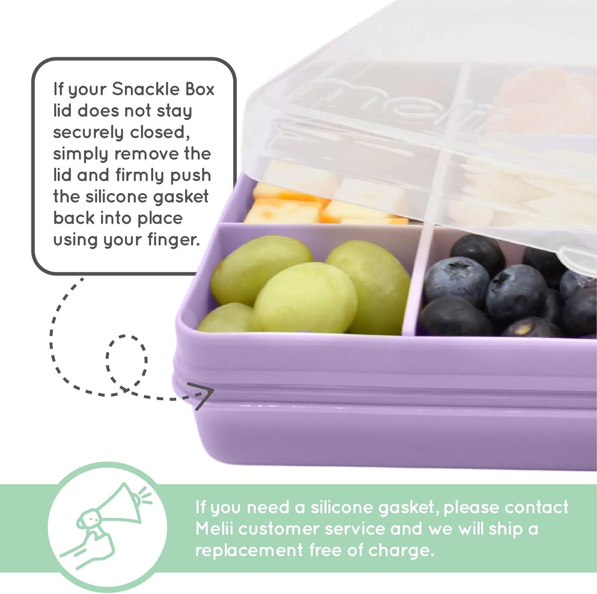 melii Snackle Box |12-Compartment Snack Container with Removable Dividers, BPA-Free Food Storage for Travel, School & On-the-Go Snacks, Kids & Family Organizer (Grey)