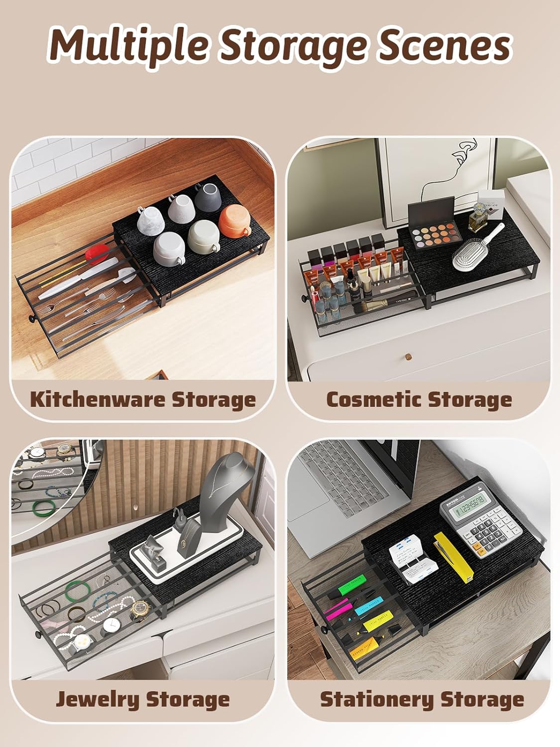 Sedegn Coffee Pod Holder Counter Coffee Vertuo Capsules Storage Organizer with Sliding Drawer Compatible For 35 K-Cup Pods No Assembly Needed Rustic Brown