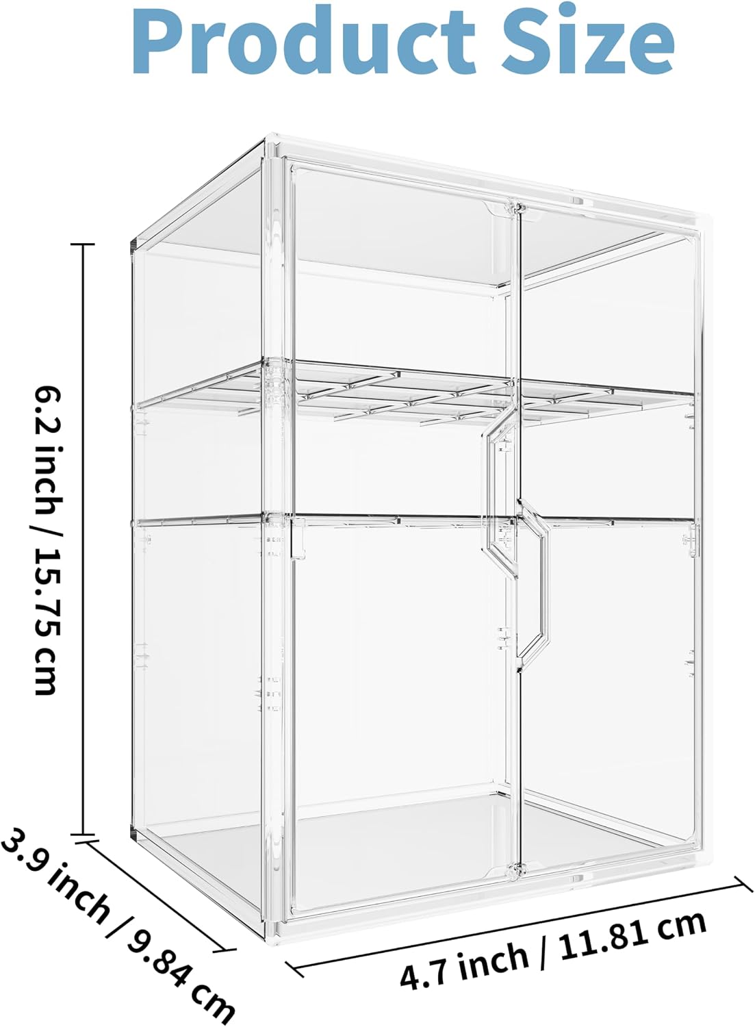 Baby Bottle Organizer, 3 Tiers Adjustable Bottle Storage Container for Countertop, Acrylic Bottle Station with 2 Removable Dividers and Double Magnetic Doors, Suitable for Kitchen Bathroom Vanity