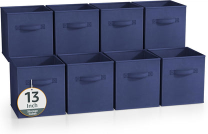 Sorbus Fabric Storage Cubes - 8 Foldable Storage Bins for Organizing Pantry, Cubbies, Toy Box - Clothes Storage & Closet Organizer - 11 Inch Collapsible Cube Baskets for Shelves with Handle