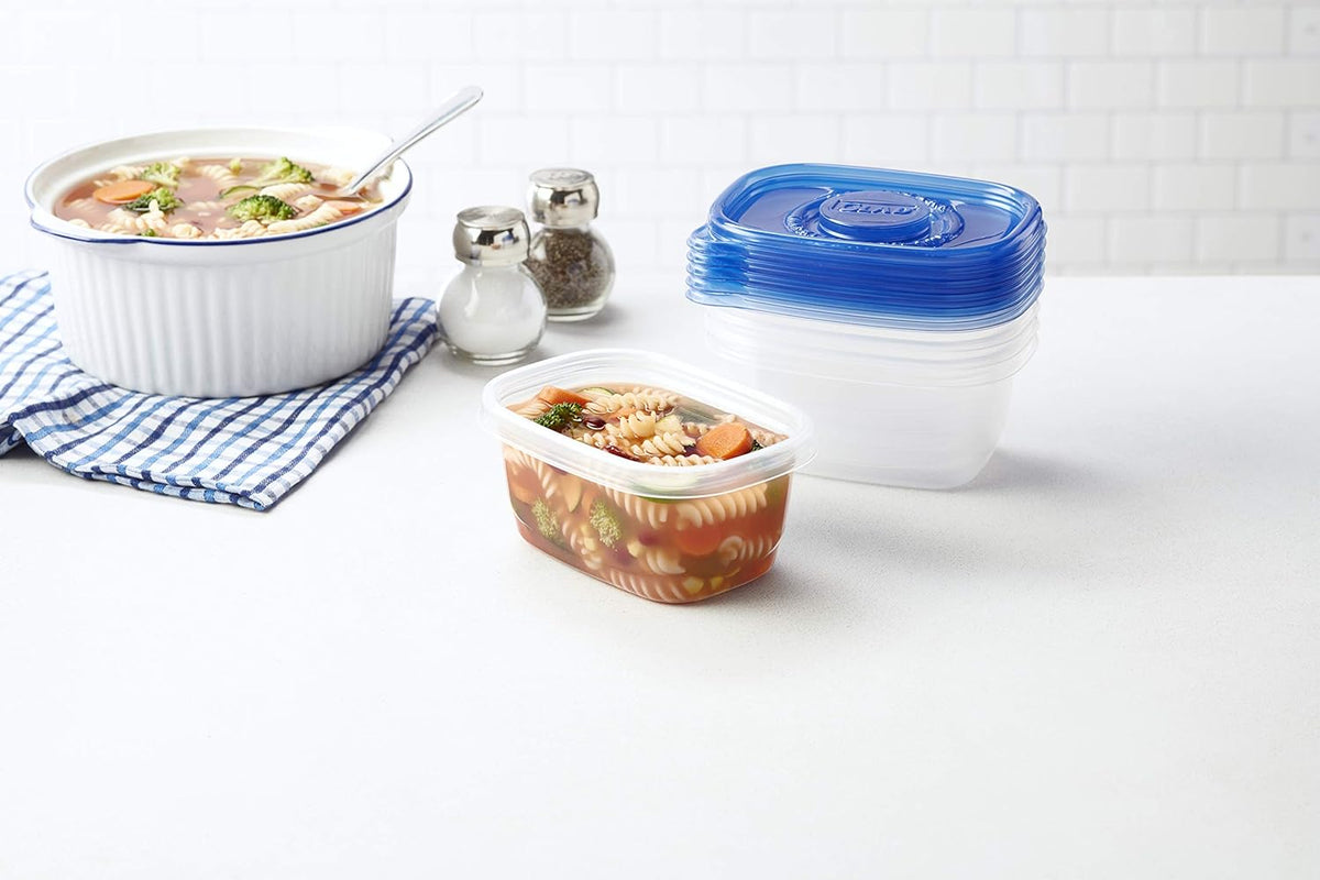 Glad GladWare XL Square Food Storage Containers with Lock Tight Lids, BPA-Free Family Size Plastic Containers for Leftovers, Meal Prep, and Freezer Storage, Dishwasher Safe, 104 Oz