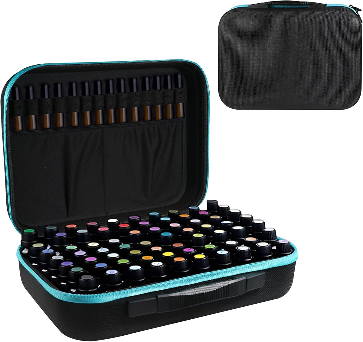 Essential Oil Storage Holder Organizer Carrying Case - 30 Bottles | Hard Shell Essential Oils Box Holds 5ml 10ml 15ml Bottle Travel Bag with Labels & Foam Insert for doTERRA & Young Living