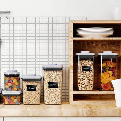 Pop Airtight Food Storage Containers with Lids, Push Button Seal BPA-Free for Kitchen Pantry Organization, 0.65Qt/0.7Qt/1.8Qt for Cereal, Flour, Sugar, Snacks Dry Food Storage