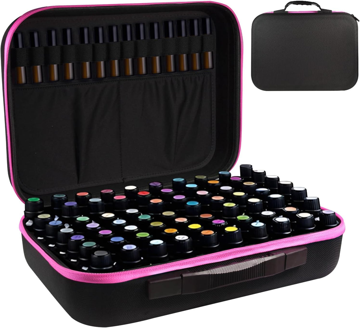 Essential Oil Storage Holder Organizer Carrying Case - 30 Bottles | Hard Shell Essential Oils Box Holds 5ml 10ml 15ml Bottle Travel Bag with Labels & Foam Insert for doTERRA & Young Living