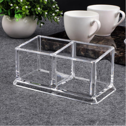 Clear Acrylic Two Lattices Tea Bags Holder Coffee Sugar Bag Case Guest Room Storage Boxes YTBH-001