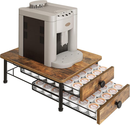 YATINEY Coffee Pod Drawer Holder, Coffee Pod Drawer for K Cup, 35 Capacity Coffee Capsules Storage Organizer, Sliding Mesh Basket, for Home Office, Kitchen, Rustic Brown KH08BRG1