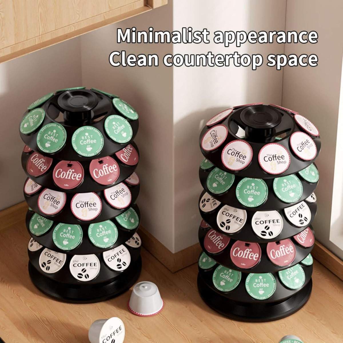 K Cup Holder, Coffee Pod Storage Carousel Holder Organizer Compatible with 40 Keurig K-Cup Pods, Home or Office Kitchen Counter Organizer