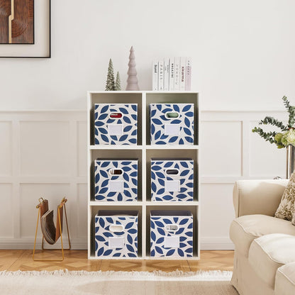 MAX Houser Fabric Storage Bins Cubes Baskets Containers with Dual Plastic Handles for Home Closet Bedroom Drawers Organizers, Flodable, Blue, Set of 4