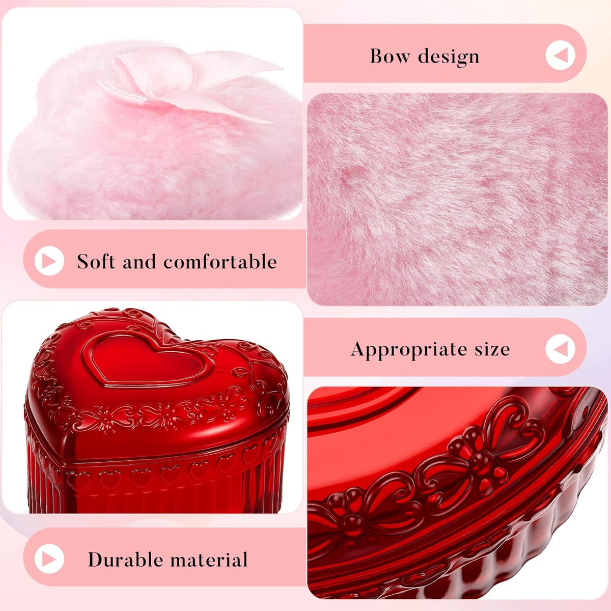 Tioncy 3 Pcs Large Body Powder Puff and Container Valentine's Day gift Powder Container with Puff Crystal Case Soft Washable Reusable Velour Face Body Glitter Wet Dry Makeup (Classic,Clear)