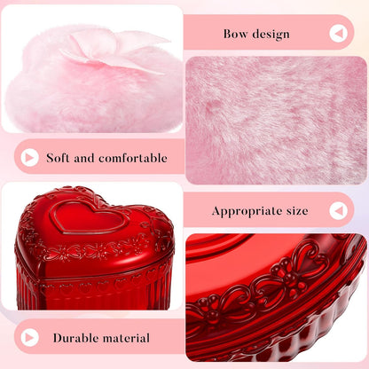 Tioncy 3 Pcs Large Body Powder Puff and Container Valentine's Day gift Powder Container with Puff Crystal Case Soft Washable Reusable Velour Face Body Glitter Wet Dry Makeup (Classic,Clear)