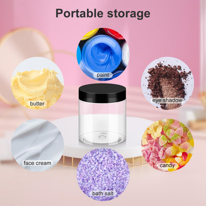 Loretoy 36 Pack 2 OZ Plastic Jars with Lids, BPA Free, Reusable, Refillable Transparent Cosmetic Containers for Bath Salts, Cosmetics, Powders, Beauty Product and Small Accessories