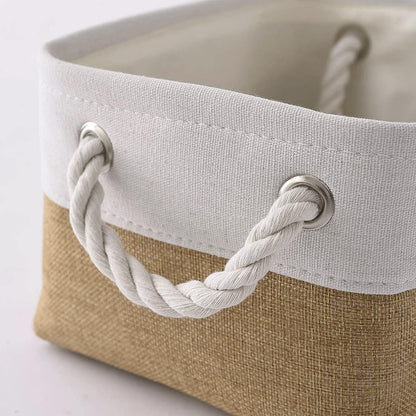 Fabric Storage Bins 12x8x5 inch [6-Pack] with Rope Handles - Decorative Baskets for Organizing