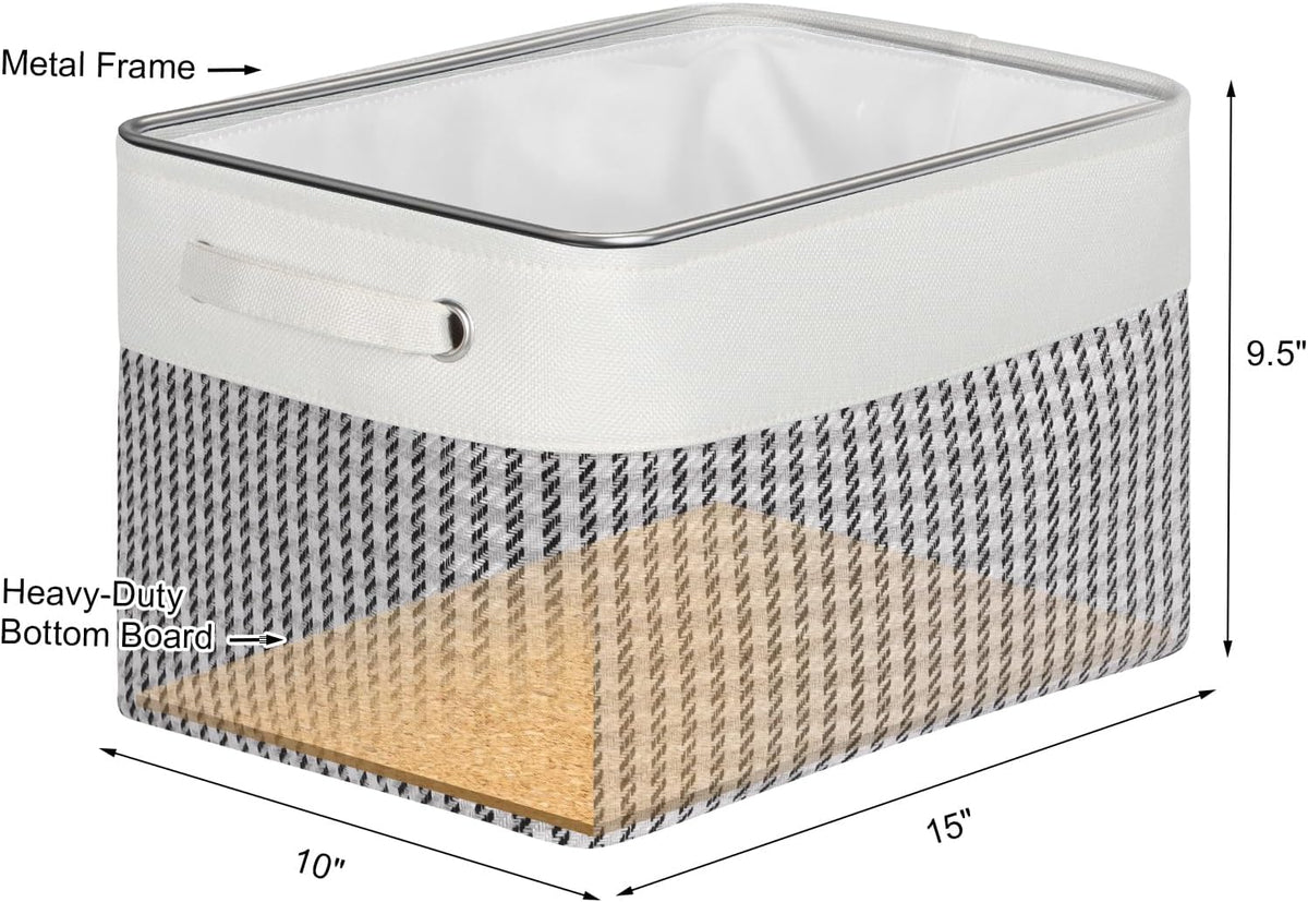 Foldable Storage Bin Collapsible Basket 12" x 10" x 9.5" Cube Storage Organizer Bins with Dual Carry Handles for Home Closet Shelves Drawers Organizer, Set of 3, Grey