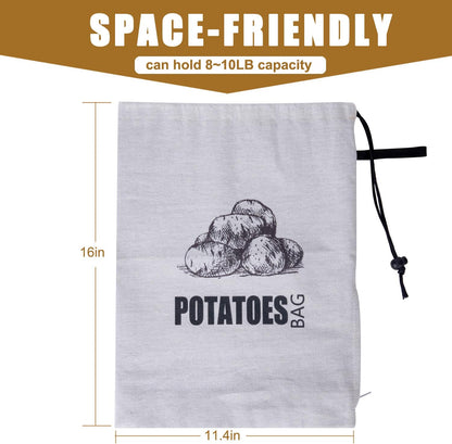 TOGETRUE Potato Onion Storage Bag, Fabric Onion and Potatoes Storage Bag, Washable Garlic Potatoes Onions Keeper with Drawstring for Pantry, 2 Pack (Potato Onion Bag)