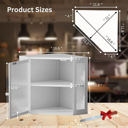 Corner Bread Box for Kitchen Countertop – 2 Tier Large Bamboo Breadbox with Acrylic Wavy Door and Adjustable Shelf | Modern Wooden Storage Bin, Black Farmhouse Kitchen Organizer (Wooden)