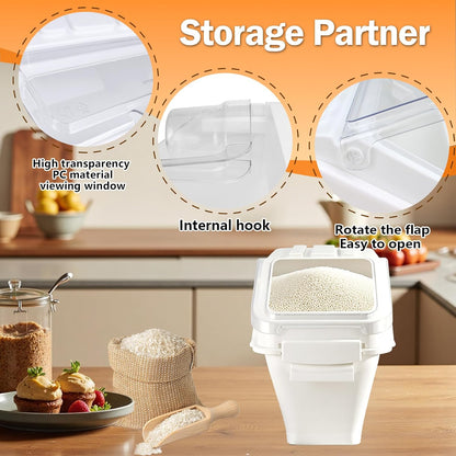 Flour Bin, 10 lb Stackable Kitchen Ingredient Storage Container with Lid - Food Pantry Organizer for Flour, Sugar, Rice, Baking,Dog Food Supplies (2.64 GAL-2.33 LB)