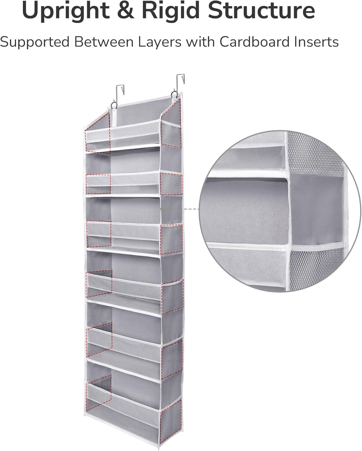 ULG Over The Door Organizer with 6 Large Pockets 12 Side Pockets, 50lbs Weight Capacity Door Hanging Organizer for Bedroom, Bathroom, Pantry, Nursery Storage, Beige