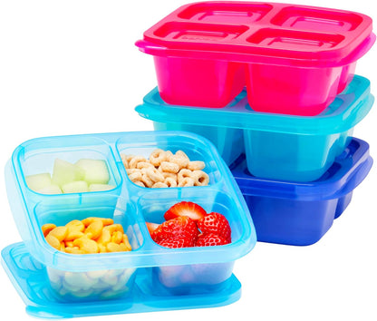 Bentgo Easyboxes 4-Compartment Snack Containers - 8-Piece Set with 4 Trays & 4 Custom-Fit Lids to Seal in Freshness - Reusable Food Storage & Meal Prep Bento BPA-Free Containers (Brights 4-Pack)