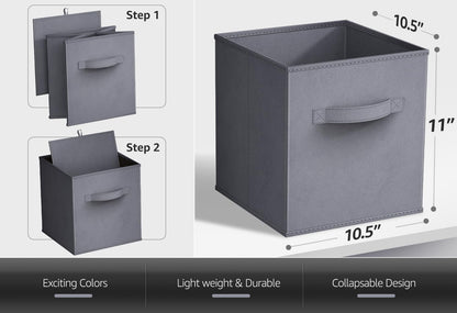 Sorbus Fabric Storage Cubes - 8 Foldable Storage Bins for Organizing Pantry, Cubbies, Toy Box - Clothes Storage & Closet Organizer - 11 Inch Collapsible Cube Baskets for Shelves with Handle