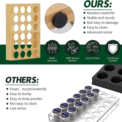 MinBoo BamBoo k cup holder Drawer or Countertop k cup Organizer Coffee Pod Holder Hold 35 Coffee Pod Storage Kcup coffee pods holder for coffee station Office and Kitchen k cup storage
