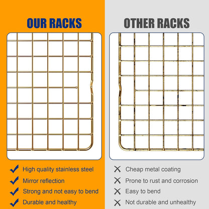 2PCS Cooling Racks for Cooking and Baking - 10" x 15"Heavy Duty Stainless Steel Wire Rack for Baking, Grilling, Roasting - Oven & Dishwasher Safe - Fits Jelly Roll Sheet Pan-Silver
