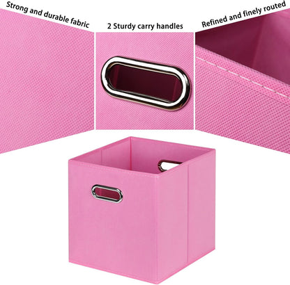 Black Fabric Cubby Storage Bins，13x13x13 Inches ，Cube Organizer Bin Foldable Storage Boxes with Dual Handles Fabric Organizer Box and collapsible Storage basket，Set of 3 ，Black