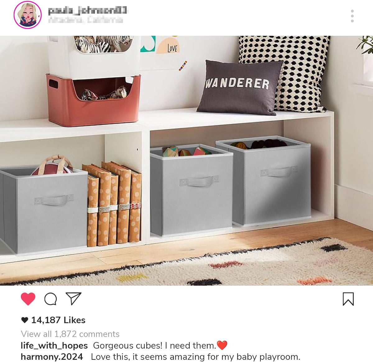 Criusia Large Storage Cubes, 13x13 Cube Storage Bins (Set of 10), Fabric Collapsible Storage Bins with Dual Handles, Foldable Cube Baskets for Shelf, Closet Organizers and Storage Box (Grey)