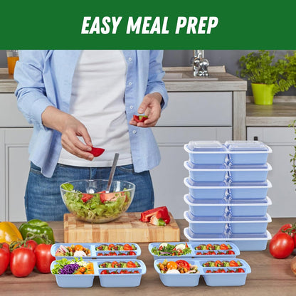 50 Pack (100-Piece) 32 oz Meal Prep Containers Reusable with Lids 3-Compartment, To Go Take Out Plastic Food Storage Containers, Sturdy Leakproof Food Safe, Microwave Freezer Dishwasher Safe, Black