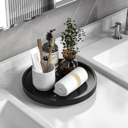 Lazy Susan Organizer, 10 Inch Non-Skid Bamboo Turntable Organizer for Salt Pepper Olive Oil and Spices Next to Stove, Wooden Lazy Susan for Table or Kitchen Countertop Organizer