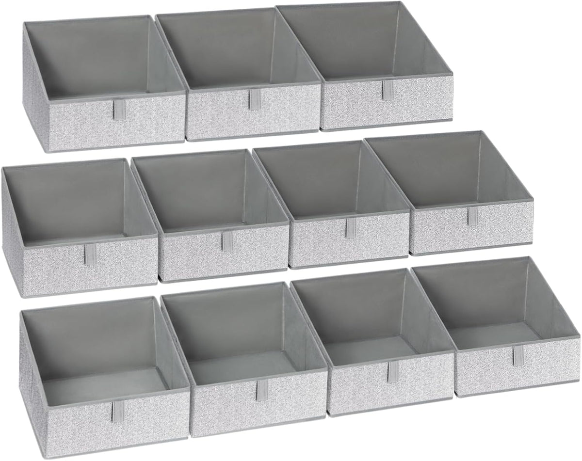 DIMJ Closet Storage Bins - Fabric Storage Baskets for Shelves, Collapsible Closet Organizers and Storage with Handles, Trapezoid Shelf Organization Storage Cubes for Purse, Toys, Books, Towel, Socks