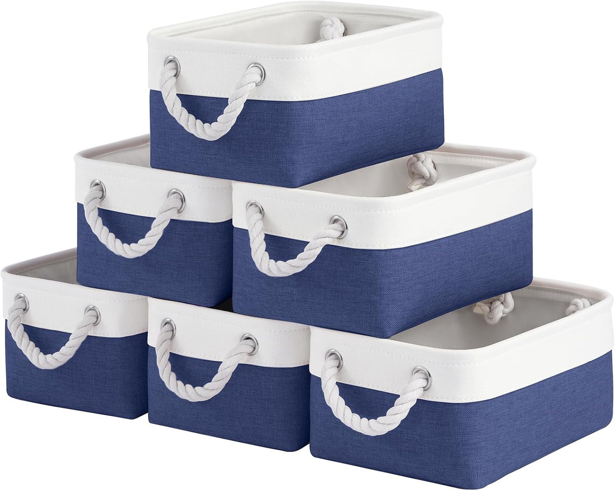 Large Storage Baskets- 15.7x11.8x8.26 inch Storage Bins for Shelves and Closet Organizing, Foldable Fabric Bin for Home Organization Clothes and Laundry (3-Pack, White&Khaki)