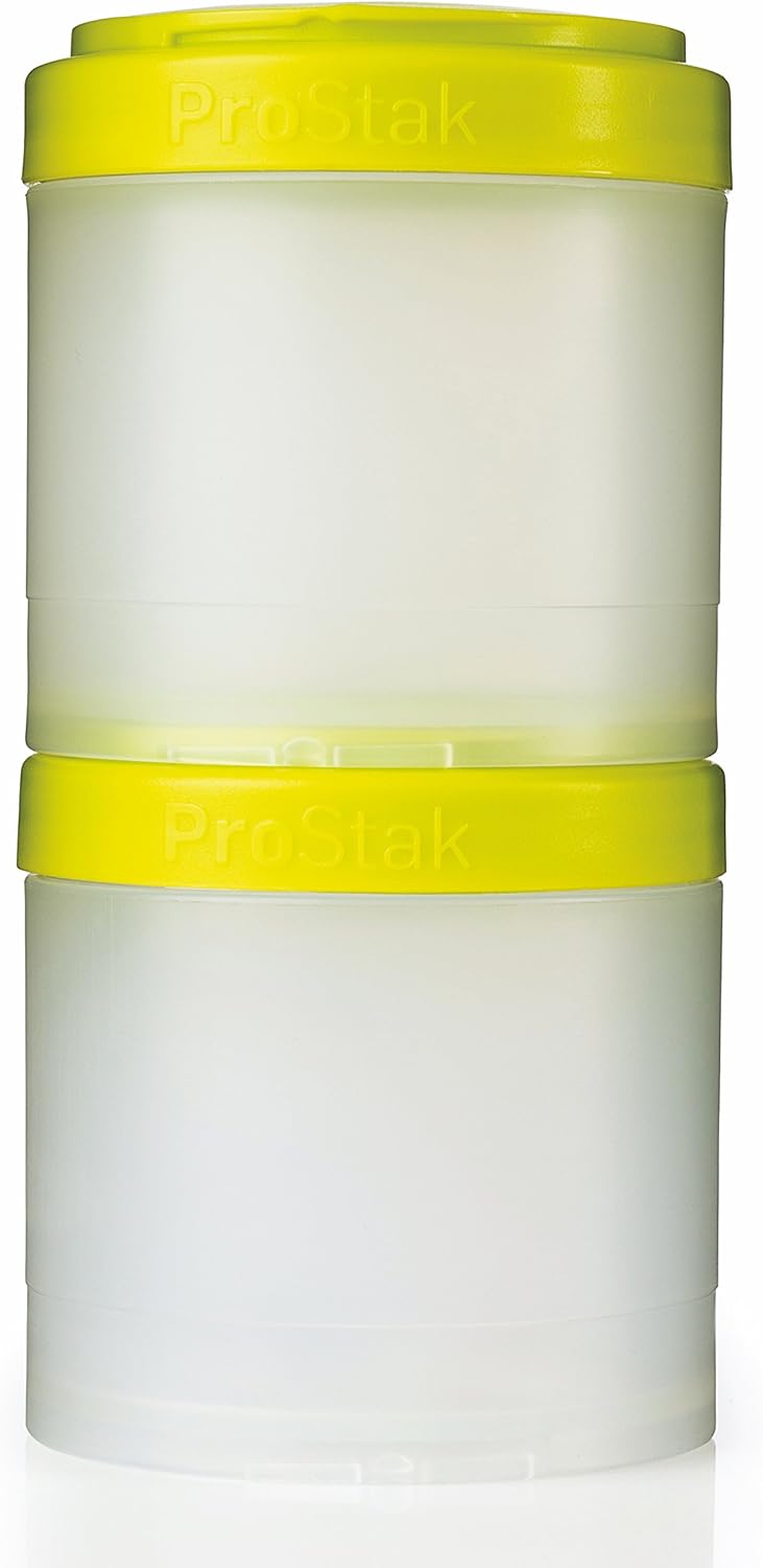 BlenderBottle ProStak Twist n' Lock Storage Jars Expansion 2-Pak with Pill Tray, All Black