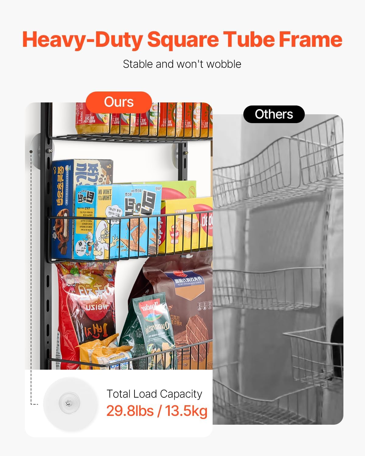 VEVOR Over the Door Pantry Organizer, 10-Tier Pantry Organization and Storage, Heavy-Duty Steel Hanging Spice Rack, Adjustable Wall Seasoning Shelves, for Home Kitchen Laundry Room Bathroom, White
