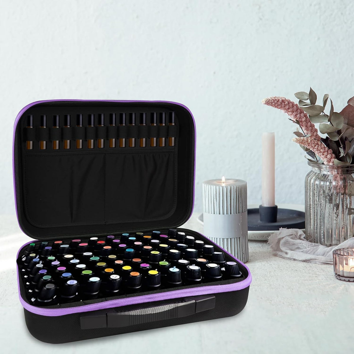 Essential Oil Storage Holder Organizer Carrying Case - 30 Bottles | Hard Shell Essential Oils Box Holds 5ml 10ml 15ml Bottle Travel Bag with Labels & Foam Insert for doTERRA & Young Living