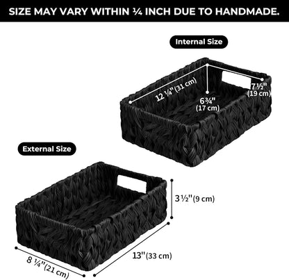 GRANNY SAYS Wicker Storage Baskets for Shelves, Wicker Baskets for Organizing, Waterproof Woven Basket for Pantry, Rectangle Basket for Shlef, Brown, 2-Pack
