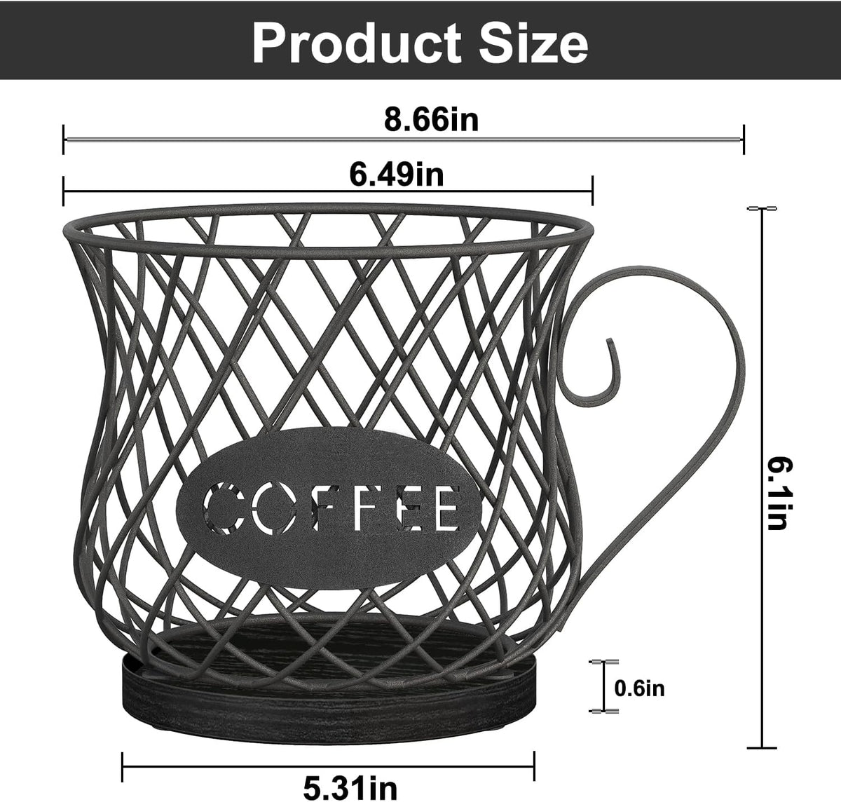 YINMIT K Cup Holder Organizer, Sturdy Coffee Pod Holder Organizer, 35 Kcup Large Capacity Storage Basket for Kitchen Counter and Office Desktop (Circular Grid)
