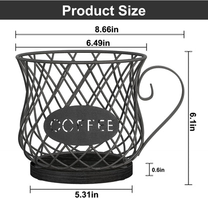 YINMIT K Cup Holder Organizer, Sturdy Coffee Pod Holder Organizer, 35 Kcup Large Capacity Storage Basket for Kitchen Counter and Office Desktop (Circular Grid)