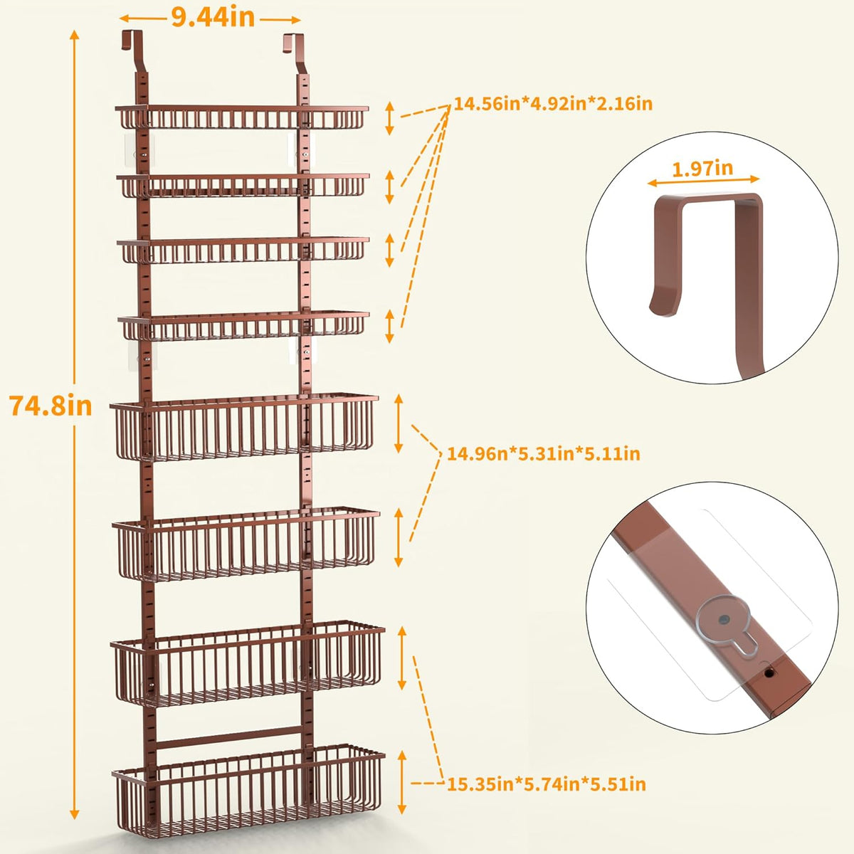 Moforoco White Over The Door Pantry Organizer, Pantry Organization and Storage, Metal Hanging Spice Rack Shelves Door, Seasoning Shelves, Laundry Room Organization, House and Kitchen Essentials