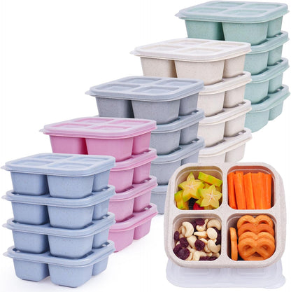 LCHLZZ Snack Containers, Divided Bento Snack Box, 4 Compartments Reusable Meal Prep Lunch Containers for Kids Adults, Food Storage Containers for School Work Travel