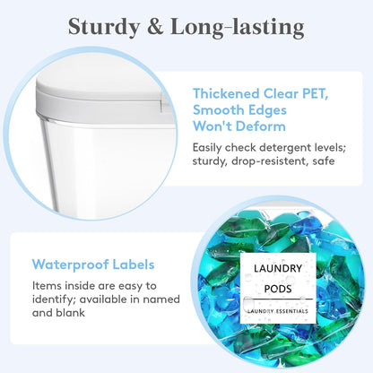 Lifewit Laundry Pods Container with Pop-up Lid, Laundry Room Organization, Dryer Sheet Holder for Washing Powder Scent Booster Beads, 2700 ml/0.72gal,2 Pcs
