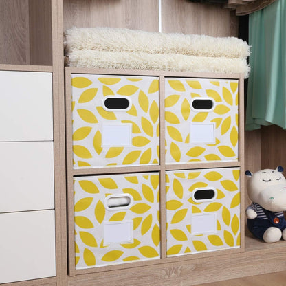 MAX Houser Fabric Storage Bins Cubes Baskets Containers with Dual Plastic Handles for Home Closet Bedroom Drawers Organizers, Flodable, Blue, Set of 4