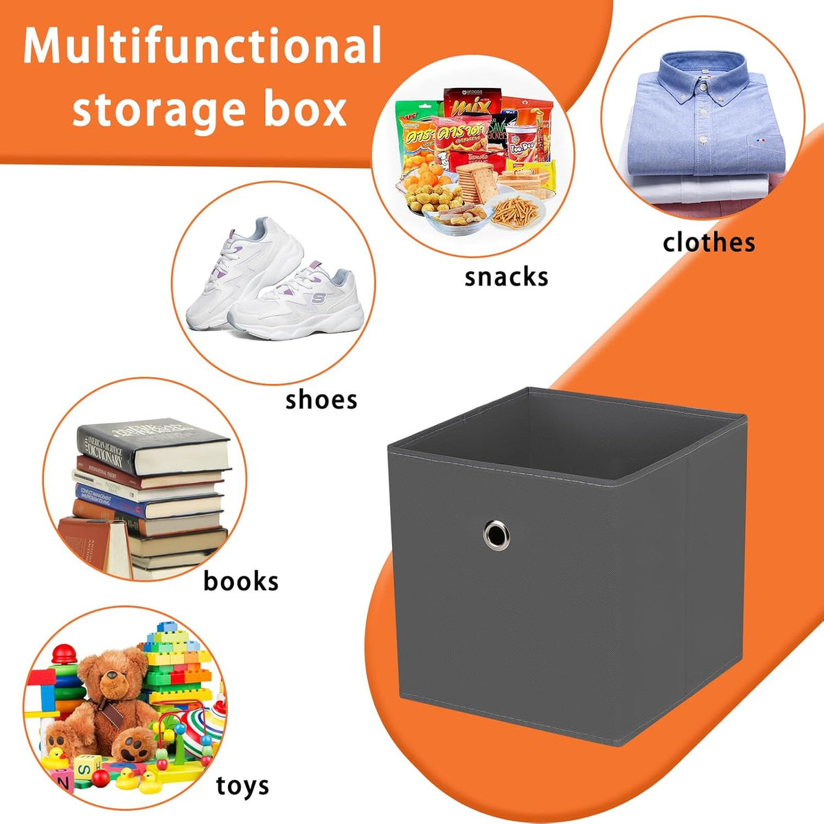 Black Foldable Storage Cubes Bins ,11 Inch Cloth Storage Cube Fabric Storage Box Cubes Organizer Baskets with Handles for Home Organizer Set of 3 (Black)